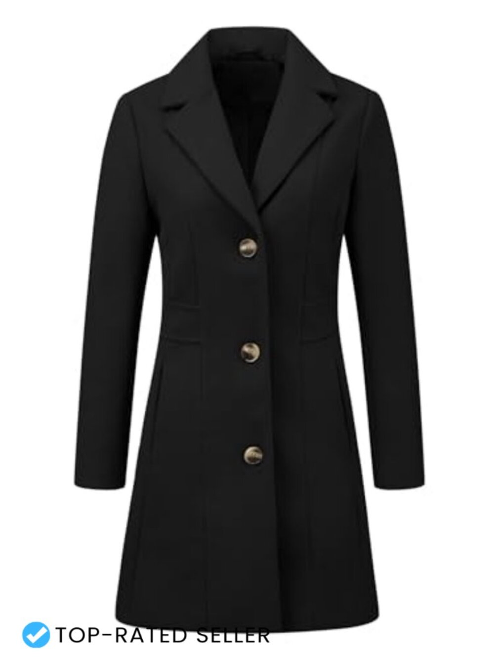 Womens Winter Pea Coat Single Breasted Long Overcoat Polyester Blend